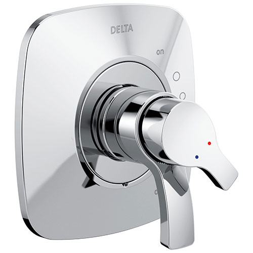 Qty (1): Delta Tesla Collection Chrome Monitor 17 Dual Temperature and Water Pressure Shower Faucet Control Handle Trim Kit