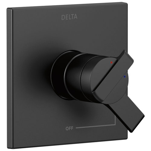 Qty (1): Delta Ara Collection Matte Black Finish Square Shower Faucet Valve Only Trim with Dual Temperature and Pressure Controls