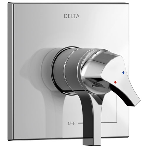 Qty (1): Delta Zura Collection Chrome Monitor 17 Dual Temperature and Water Pressure Shower Faucet Control Handle Trim Kit