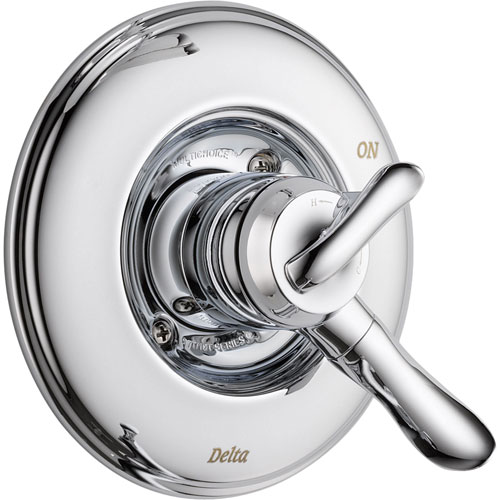 Qty (1): Delta Linden 2 Handle Shower Trim Kit with Temperature Dial in Chrome
