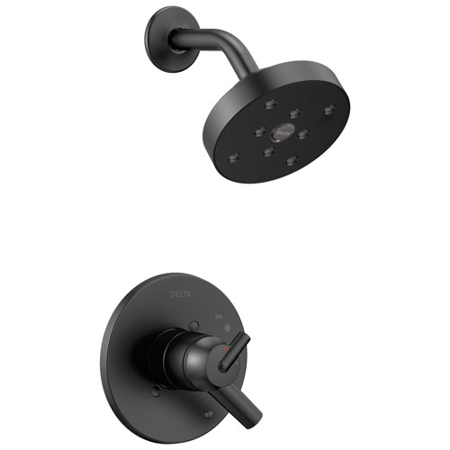 Delta Trinsic Collection Matte Black Monitor 17 Modern Dual Control Water Efficient Shower only Faucet Includes Rough Valve with Stops D2336V
