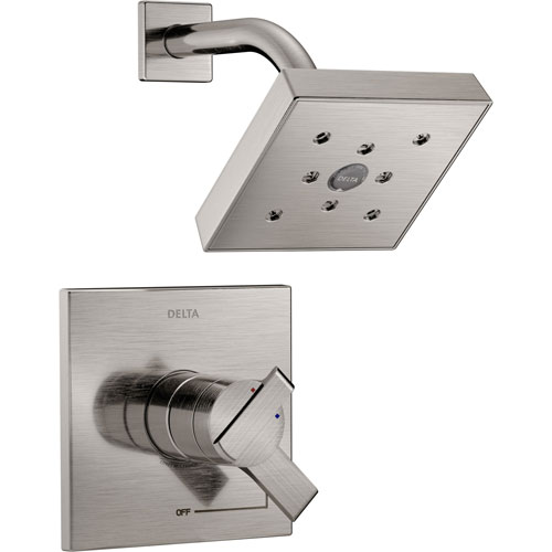 Delta Ara Modern Stainless Steel Finish H2Okinetic Shower Only Faucet with Dual Temperature and Pressure Control INCLUDES Rough-in Valve D1130V