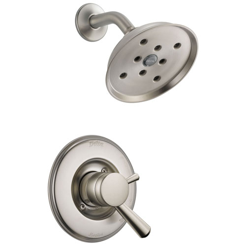 Qty (1): Delta Linden Collection Stainless Steel Finish Shower only Faucet Trim with Temperature and Pressure Control Handles