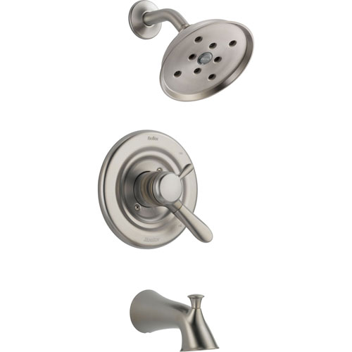 Qty (1): Delta Lahara Dual Control Stainless Steel Finish Tub and Shower Trim Kit