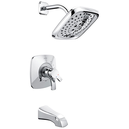 Delta Tesla Collection Chrome Modern Dual Pressure and Temperature Control Handle Tub and Shower Combination Faucet Trim (Requires Valve) 732787