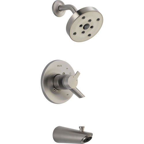 Qty (1): Delta Compel Stainless Steel Finish Modern Tub and Shower Combo Trim Kit