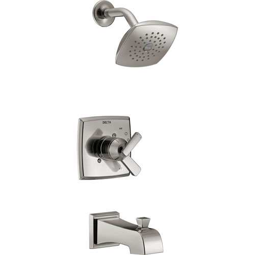 Delta Ashlyn Stainless Steel Finish Monitor 17 Series Tub and Shower Combo Faucet with Dual Temperature and Pressure Control INCLUDES Rough-in Valve D1116V