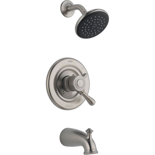Delta Leland Stainless Steel Finish Dual Control Tub and Shower with Valve D403V