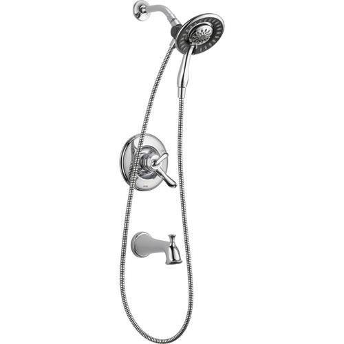 Delta Linden Chrome Tub and Shower Faucet Handheld & Shower Head Trim 555618