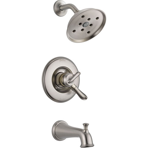 Qty (1): Delta Linden Dual Control Stainless Steel Finish Tub and Shower Trim Kit