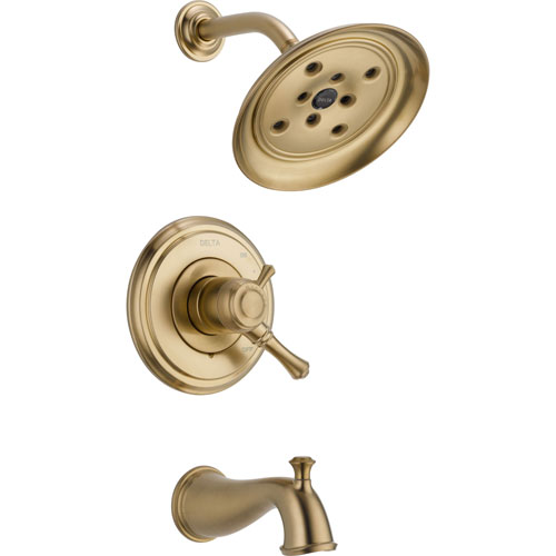 Qty (1): Delta Cassidy Champagne Bronze 2 Control Temp Volume Tub and Shower Trim