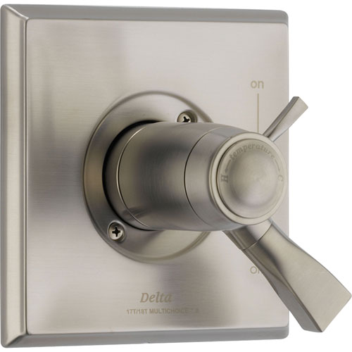 Qty (1): Delta Dryden Stainless Steel Thermostatic Shower Valve Dual Control Trim
