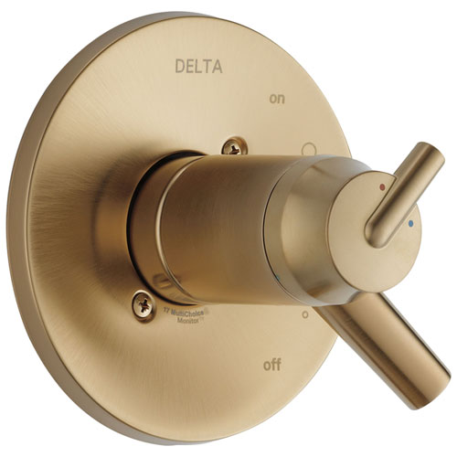 Qty (1): Delta Trinsic Collection Champagne Bronze Thermostatic Dual Temperature and Pressure Control Handle Valve Only Trim