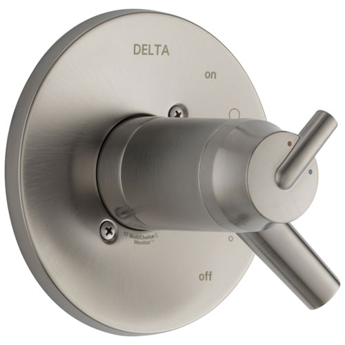 Delta Trinsic Collection Stainless Steel Finish Thermostatic Dual Temperature and Pressure Control Handle Valve Only Trim (Requires Valve) DT17T059SS