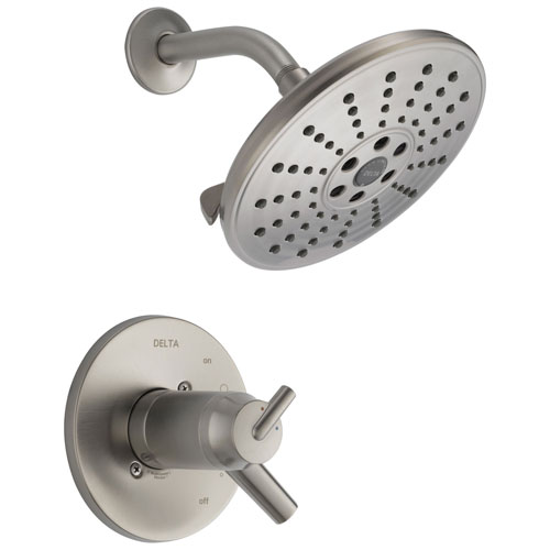 Delta Trinsic Collection Stainless Steel Finish Thermostatic Temperature / Pressure Control Shower Only Faucet Includes Rough-in Valve with Stops D2248V