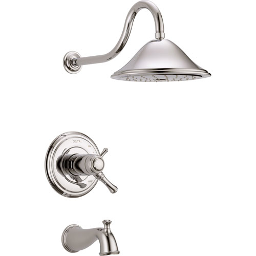 Qty (1): Delta Cassidy Polished Nickel Dual Thermostatic Large Tub Shower Trim Kit