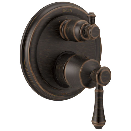 Qty (1): Delta Cassidy Collection Venetian Bronze Shower Faucet Valve Trim Control Handle with 3 Setting Integrated Diverter