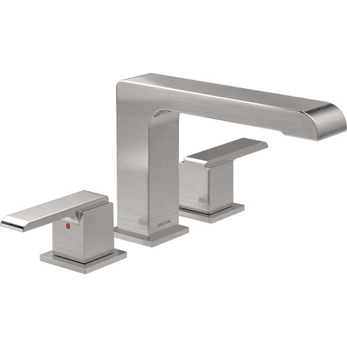 Delta Ara Modern Stainless Steel Finish Roman Tub Filler Faucet INCLUDES Valve and Lever Handles D1090V