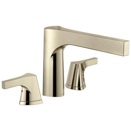 Qty (1): Delta Zura Collection Modern Polished Nickel Finish 3 Hole Roman Tub Filler Faucet Trim Kit