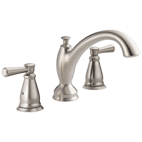 Qty (1): Delta Linden Collection Stainless Steel Finish Widespread Roman Tub Filler Faucet Trim Kit