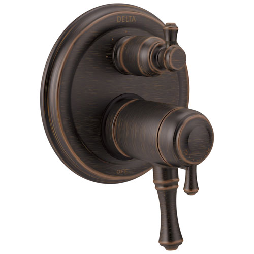 Qty (1): Delta Cassidy Collection Venetian Bronze Thermostatic Shower Faucet Control Handle with 3 Setting Integrated Diverter Trim