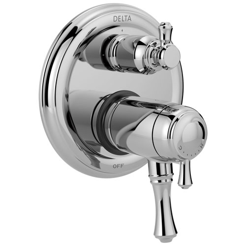 Qty (1): Delta Cassidy Collection Chrome Thermostatic TempAssure 17T Shower Faucet Control with 3 Setting Integrated Diverter Trim