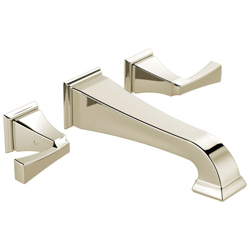 Qty (1): Delta Dryden Collection Polished Nickel Finish Two Handle Wall Mounted Bathroom Sink Lavatory Faucet Trim Kit