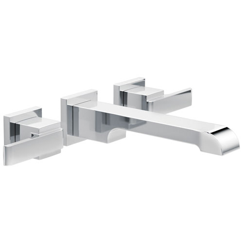 Qty (1): Delta Ara Collection Chrome Finish Modern Two Handle Wall Mounted Bathroom Lavatory Sink Faucet Trim Kit