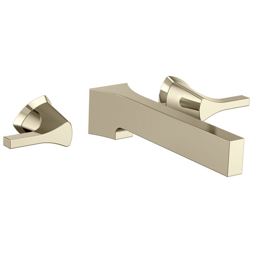 Delta Zura Collection Polished Nickel Finish Modern Two Handle Wall Mount Lavatory Bathroom Faucet (Rough Valve Sold Separately) 745568