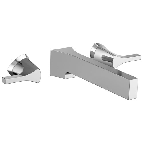 Qty (1): Delta Zura Collection Chrome Finish Modern Two Handle Wall Mount Lavatory Bathroom Faucet