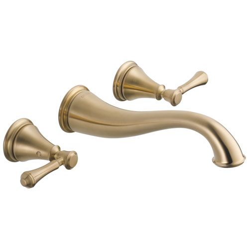 Delta Cassidy Collection Champagne Bronze Traditional Style Two Handle Wall Mount Bathroom Sink Faucet Includes Trim Kit and Rough-in Valve D2084V