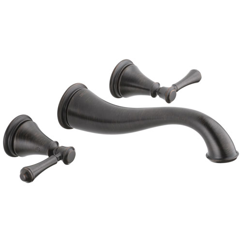 Qty (1): Delta Cassidy Collection Venetian Bronze Traditional Style Two Handle Wall Mount Bathroom Sink Faucet Trim Kit