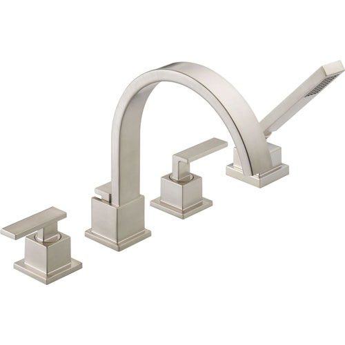 Qty (1): Delta Vero Stainless Steel Finish Roman Tub Faucet Trim with Handshower