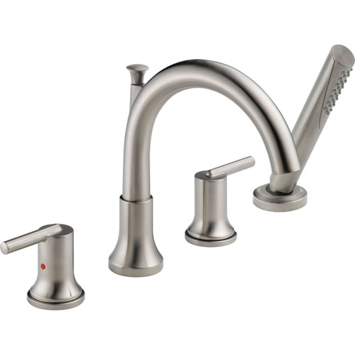 Qty (1): Delta Trinsic Stainless Steel Finish Roman Tub Faucet Trim w Hand Shower