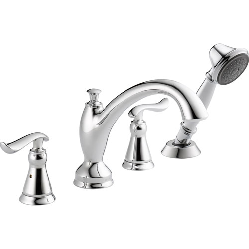 Qty (1): Delta Linden Deck Mount Roman Tub Faucet with Handshower in Chrome