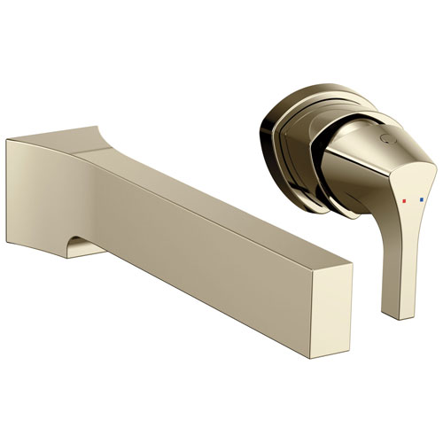Qty (1): Delta Zura Collection Polished Nickel Finish Single Handle Modern Wall Mount Lavatory Bathroom Faucet Trim Kit