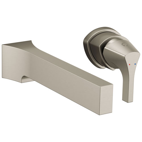 Qty (1): Delta Zura Collection Stainless Steel Finish Single Handle Modern Wall Mount Lavatory Bathroom Faucet Trim Kit