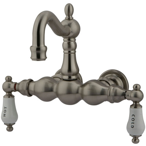 Qty (1): Kingston Brass Satin Nickel Wall Mount Clawfoot Tub Faucet