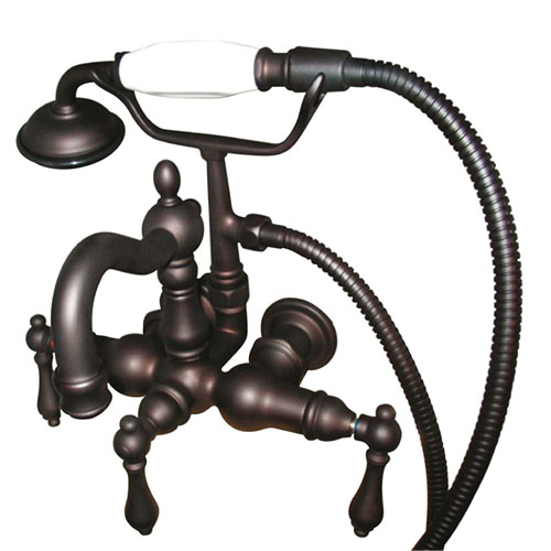 Qty (1): Kingston Oil Rubbed Bronze Wall Mount Clawfoot Tub Faucet w hand shower