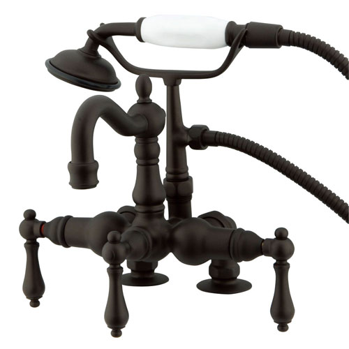 Kingston Oil Rubbed Bronze Deck Mount Clawfoot Tub Faucet w hand shower CC1013T5