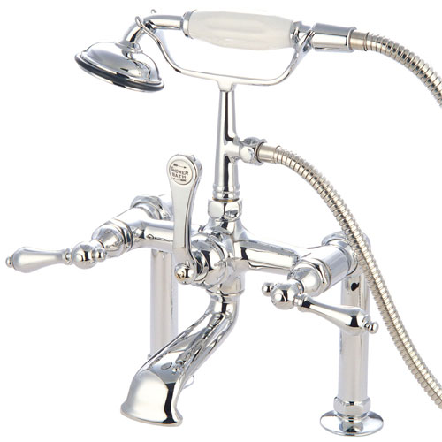 Kingston Chrome Deck Mount Clawfoot Tub Filler Faucet with Hand Shower CC104T1
