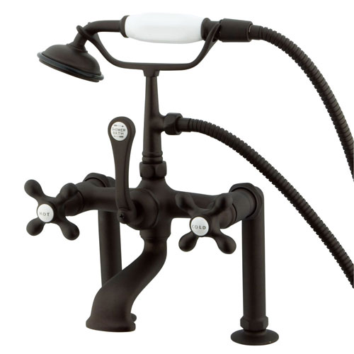 Kingston Oil Rubbed Bronze Deck Mount Clawfoot Tub Faucet w hand shower CC109T5