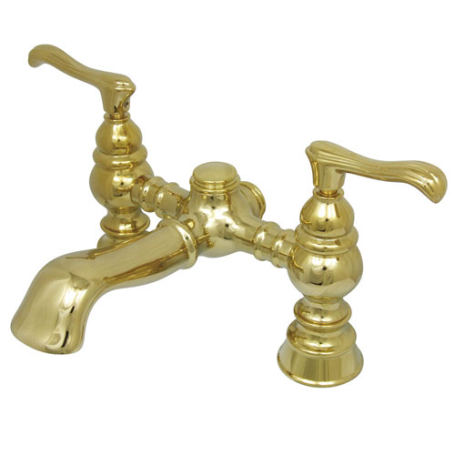 Kingston Brass Polished Brass Deck Mount Clawfoot Tub Faucet CC1138T2