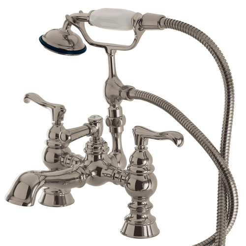 Qty (1): Kingston Satin Nickel Deck Mount Clawfoot Tub Faucet w hand shower