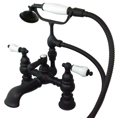 Kingston Oil Rubbed Bronze Deck Mount Clawfoot Tub Faucet w hand shower CC1154T5