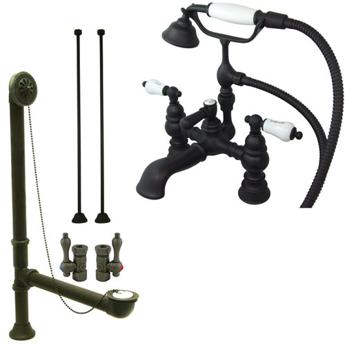 Oil Rubbed Bronze Deck Mount Clawfoot Tub Faucet w hand shower System Package CC1154T5system