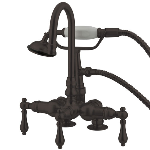 Qty (1): Kingston Oil Rubbed Bronze Deck Mount Clawfoot Tub Faucet w Hand Shower