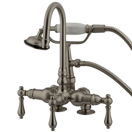 Kingston Brass Satin Nickel Deck Mount Clawfoot Tub Faucet w hand shower CC13T8