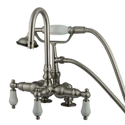 Kingston Brass Satin Nickel Deck Mount Clawfoot Tub Faucet w hand shower CC15T8