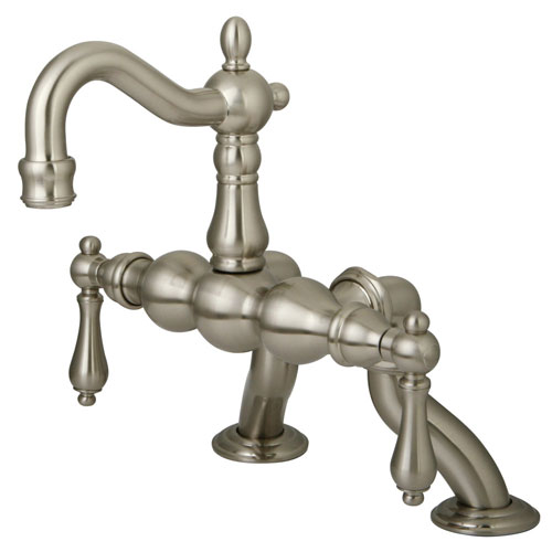 Qty (1): Kingston Brass Satin Nickel Deck Mount Clawfoot Tub Faucet